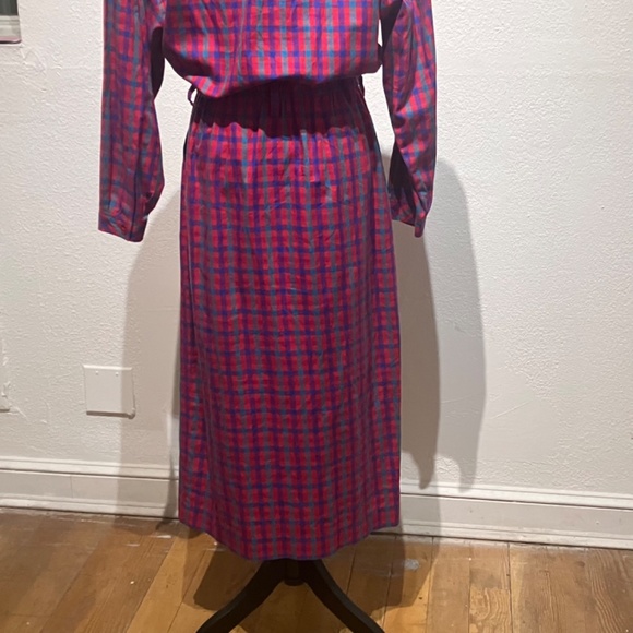 Liz Claiborne vintage Pink and Blue Plaid midi/Maxi dress - Picture 11 of 15